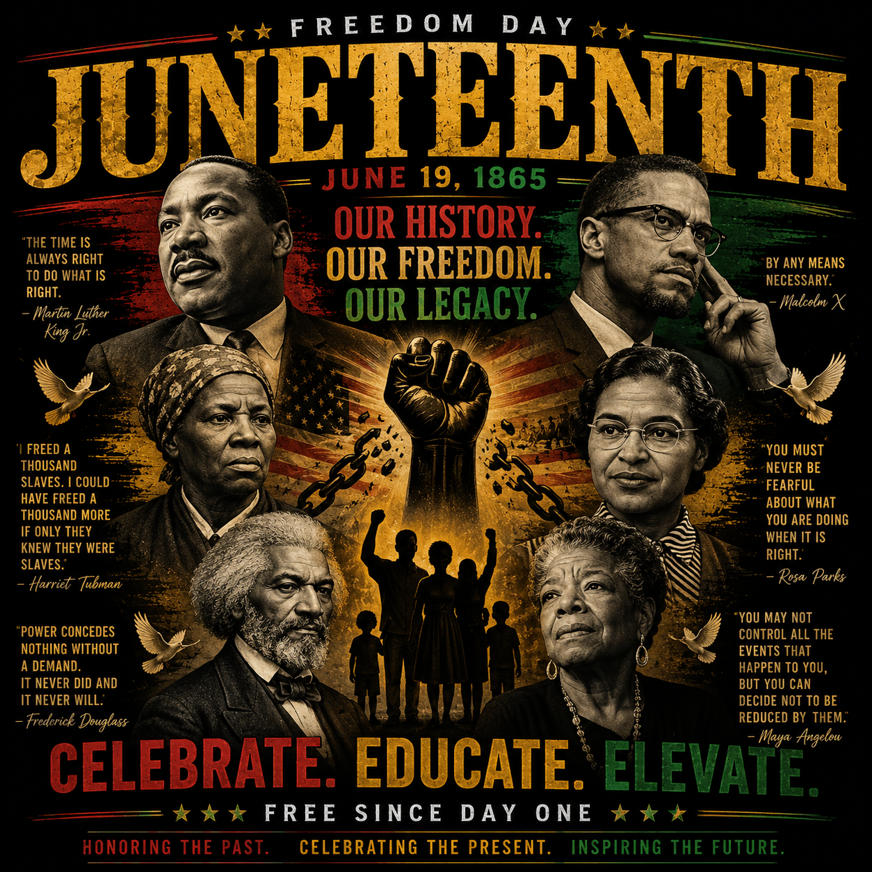 Juneteenth Freedom Day – Celebrate Educate Elevate Unisex Shirt