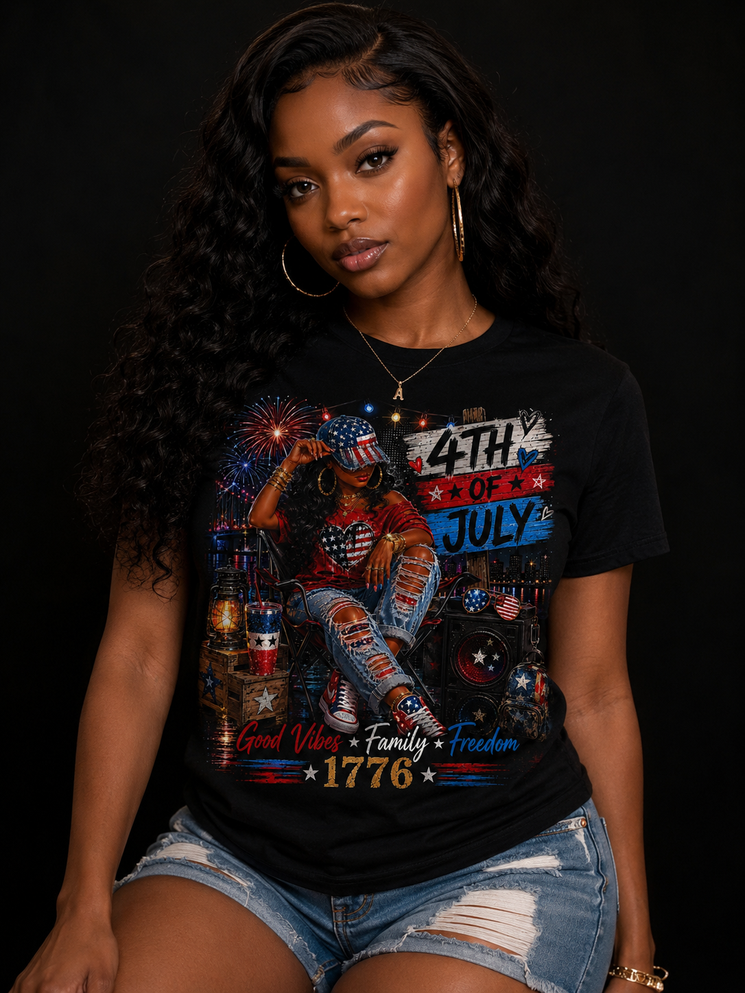 4th of July Queen Vibes Graphic Tee