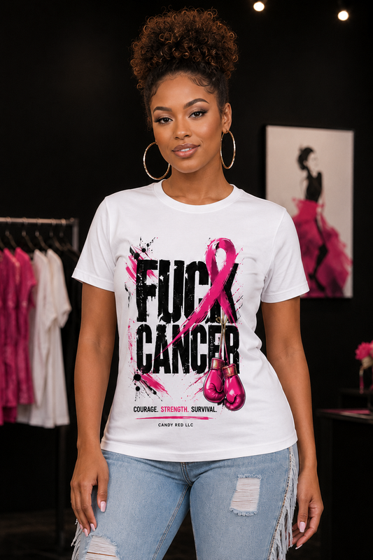 Fight Cancer Pink Ribbon Awareness T-Shirt – Candy Red LLC