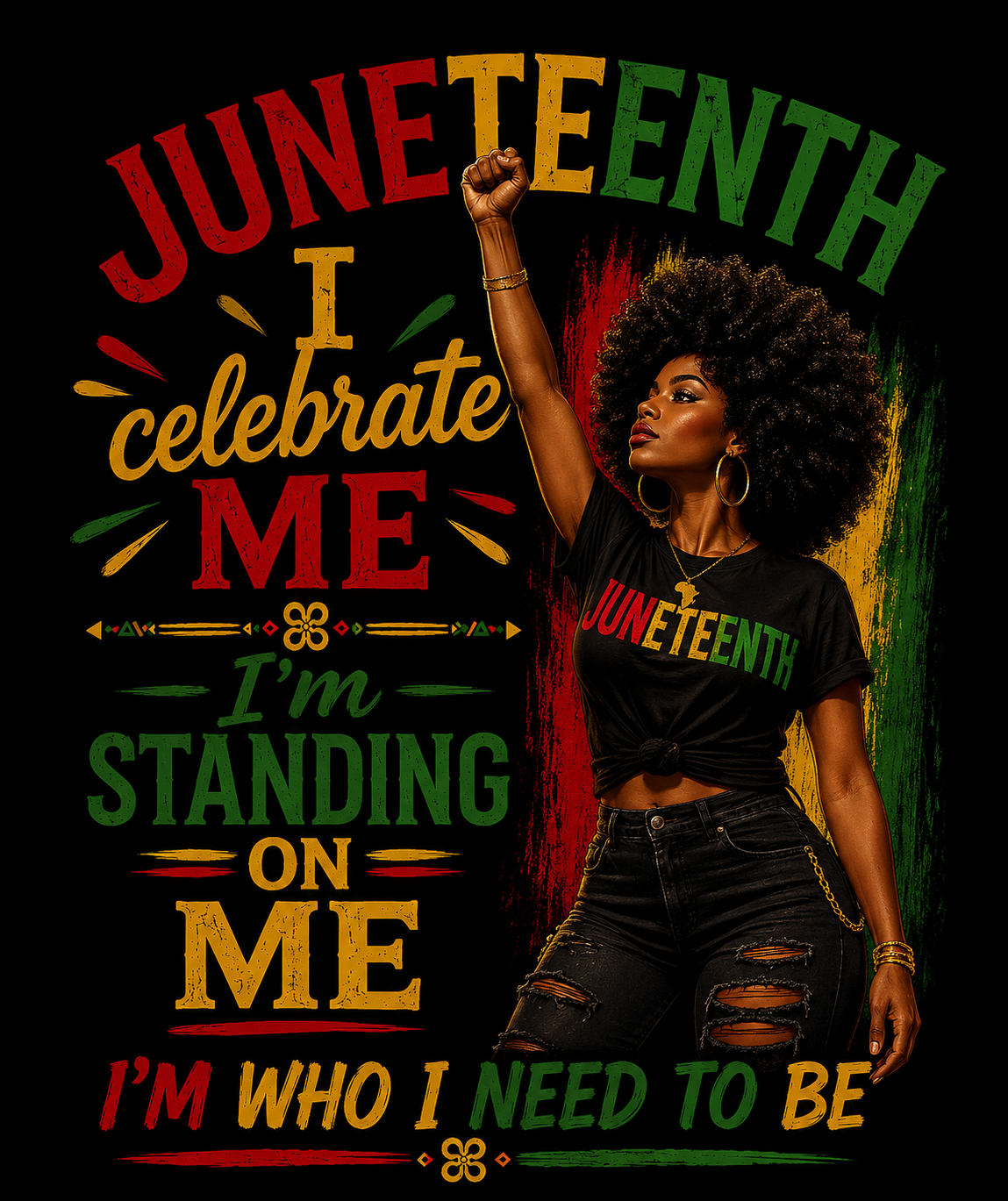 :
Juneteenth “I Celebrate Me” Empowerment Tee – Black Excellence Graphic T-Shirt