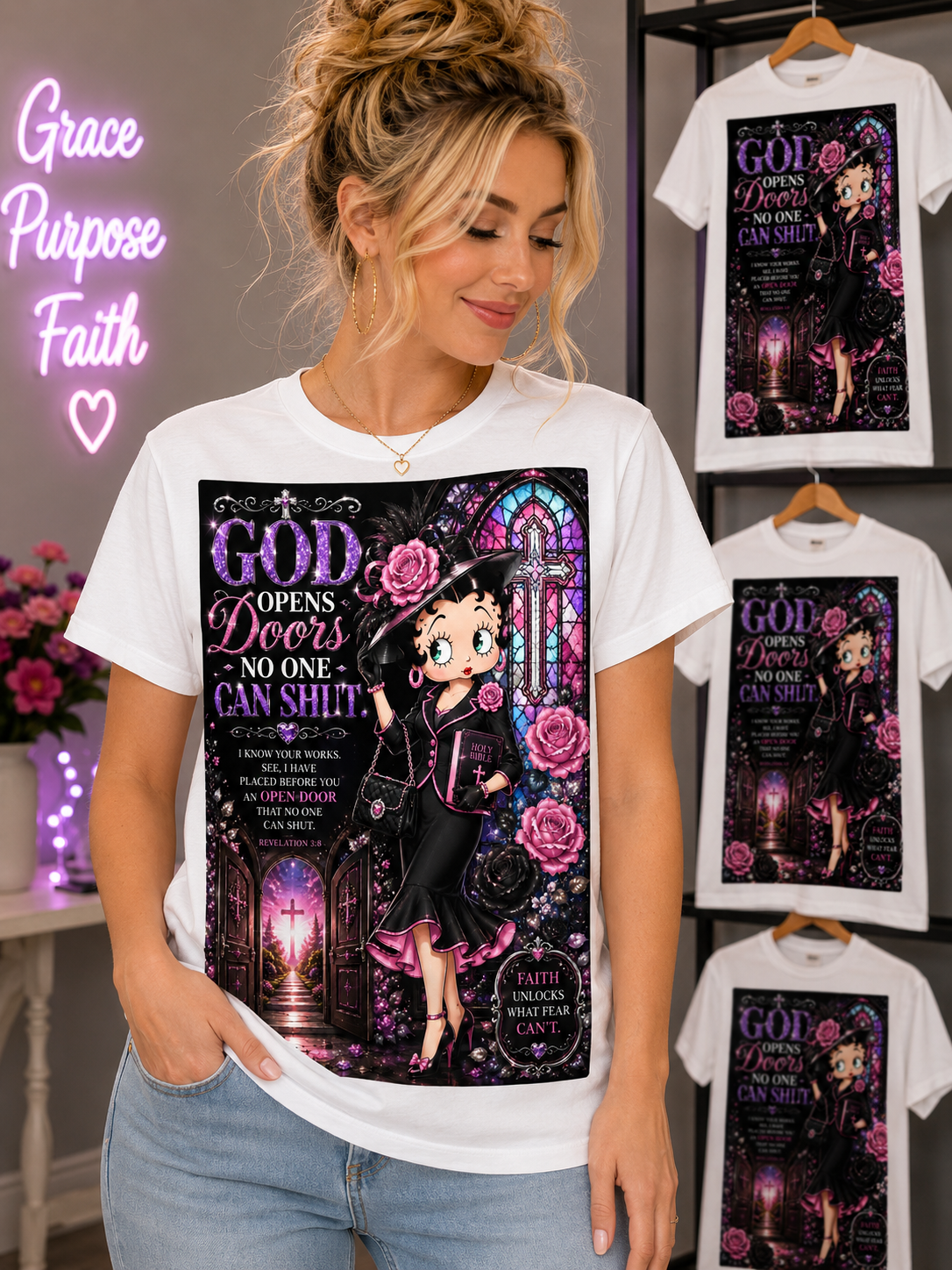 Grace & Glory Collection – Betty Boop™ Inspired Faith Edition/Pink &Blk