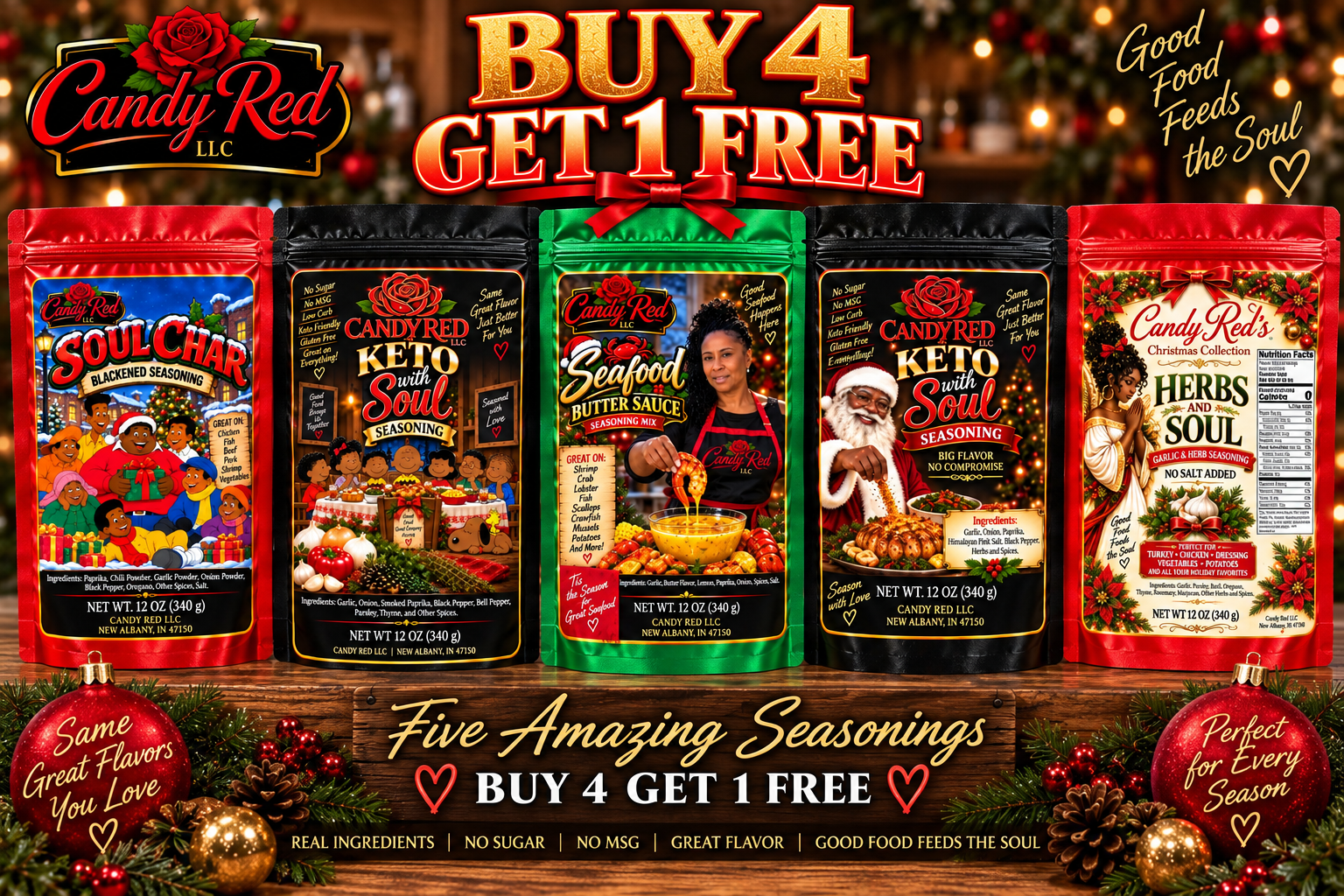 Candy Red Five Seasoning Bundle - Buy 4 Get 1 Free