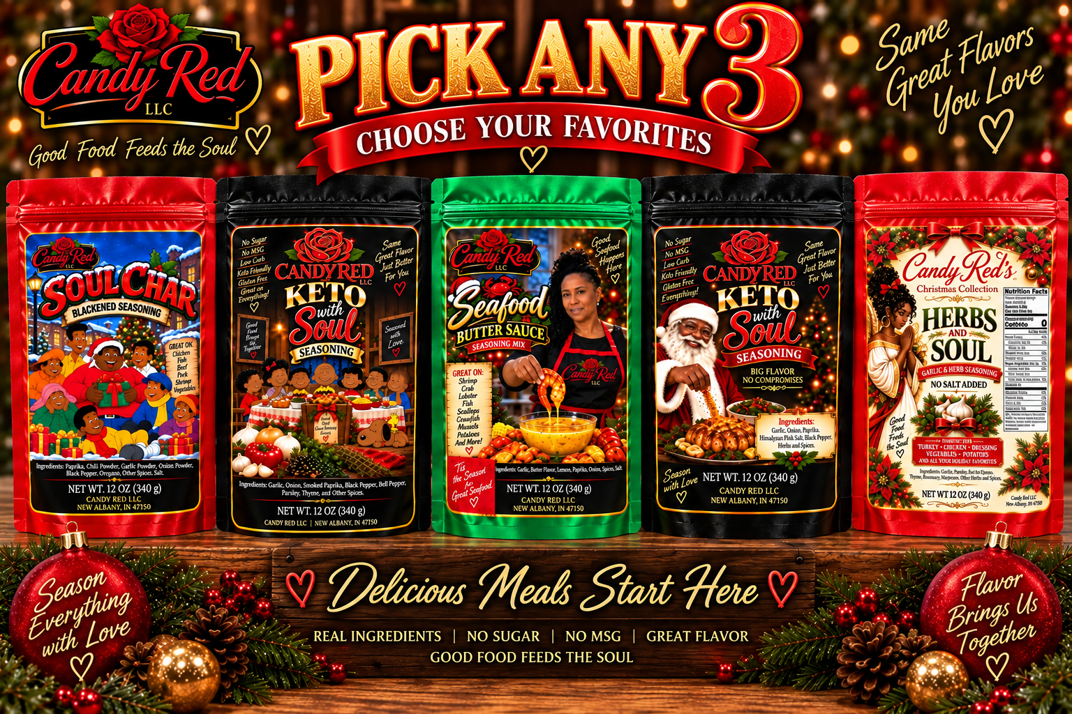 Candy Red Pick Any 3 Seasonings - Choose Your Favorites