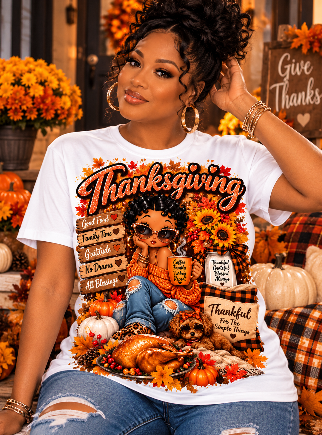 Thankful and Blessed Thanksgiving Tee
