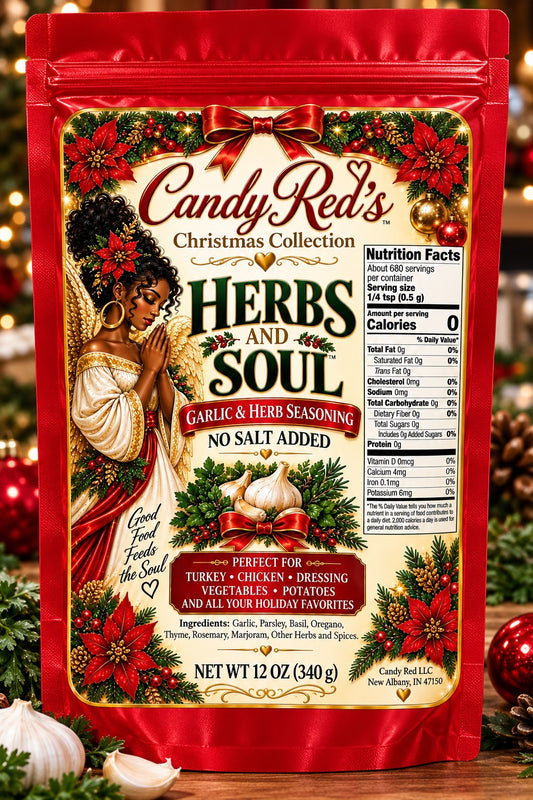 Candy Red Herbs and Soul Garlic and Herb Seasoning No Salt Added 12 oz